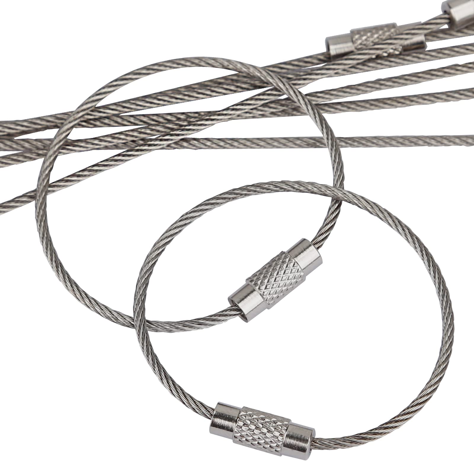 Pawfly 5 Inch Wire Keychain Cable Large Stainless Steel Key Ring Loop Holder For Outdoor Hiking Heavy Duty Connectable Luggage T