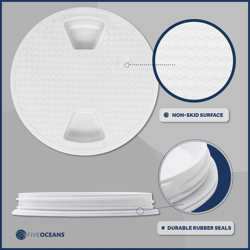 Five Oceans 8'' Boat Hatch, Marine Access Hatch, Round Inspection Deck Plate Hatch With Detachable Cover, Non-Slip, Uv Resistant