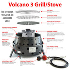 Volcano Grills 3-Fuel Portable Camping Stove/Fire Pit, Charcoal, Collapses Down To 5 Inches; For Convenient Portability And Stor