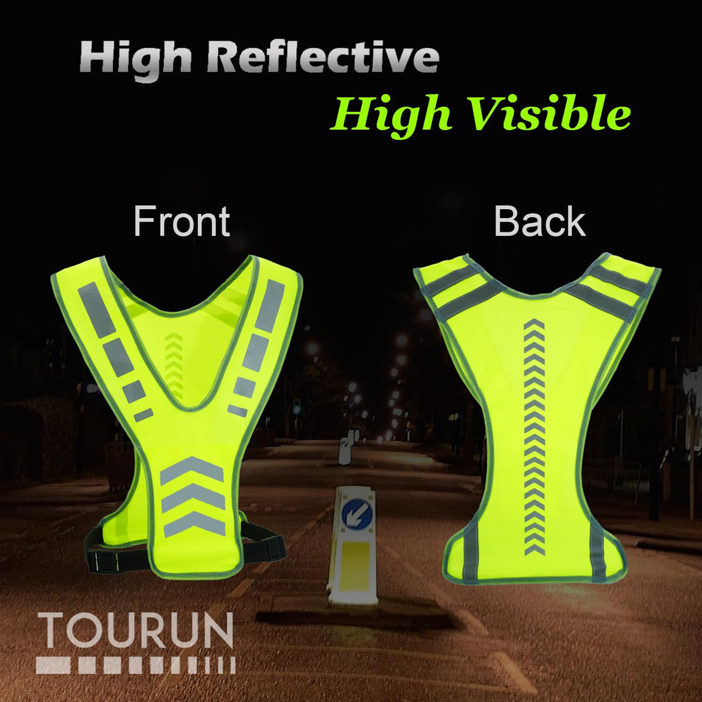 Tourun Reflective Running Vest Gear With Pocket For Women Men Kids, Safety Reflective Vest Bands For Night Cycling Walking Bicyc