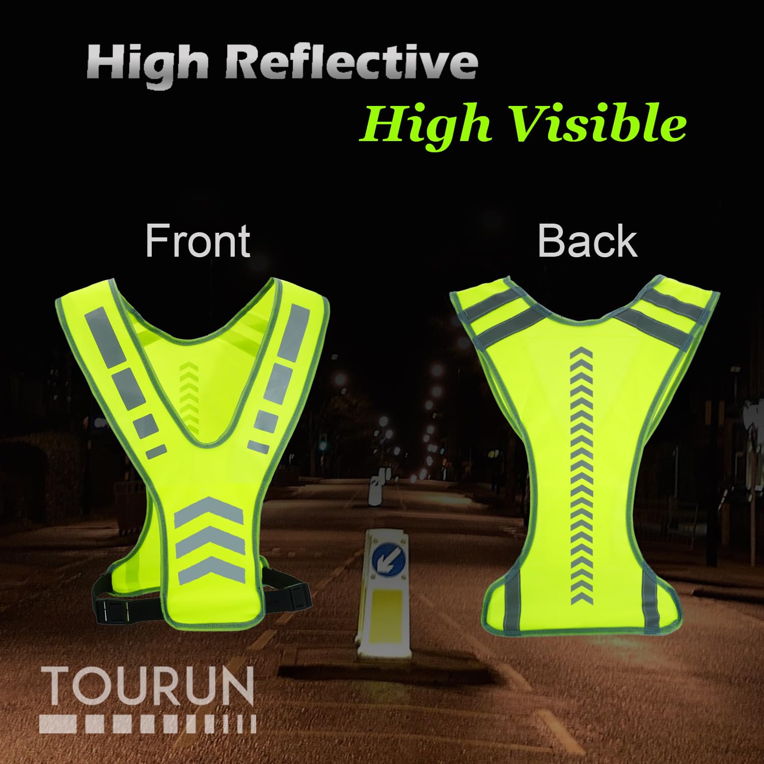 Tourun Reflective Running Vest Gear With Pocket For Women Men Kids, Safety Reflective Vest Bands For Night Cycling Walking Bicyc