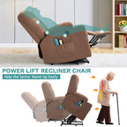 Meetwarm Power Lift Chair Electric Recliner For Elderly Heated Vibration Massage Soft Fabric Recliner Chair With 2 Remote Contro