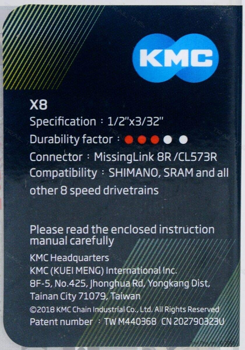 Kmc X8 8-Speed Nickel Plate Edition X-Series Bicycle Chain Compatible With Shimano, Sram, Campagnolo And All Major Systems