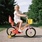 Rully Toddler Bike For 2 3 4 Years Children, 12 Inch Cycle With Training Wheels, Doll Seat, Basket, Handbrake For Girls & Boys,