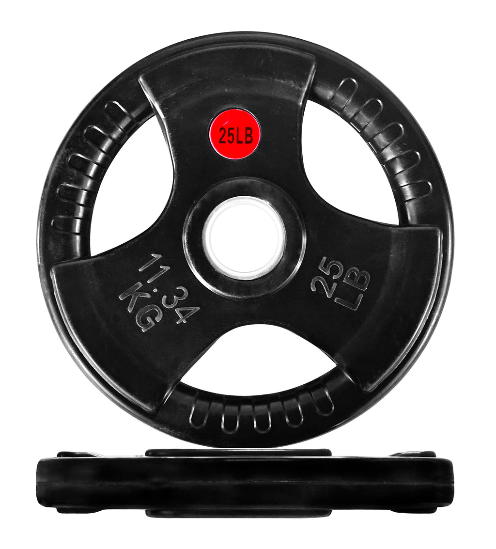 Fitvids Olympic 2-Inch Cast Iron Plate Weight Plate For Strength Training And Weightlifting, Rubber Coated Style, 25Lb Pair