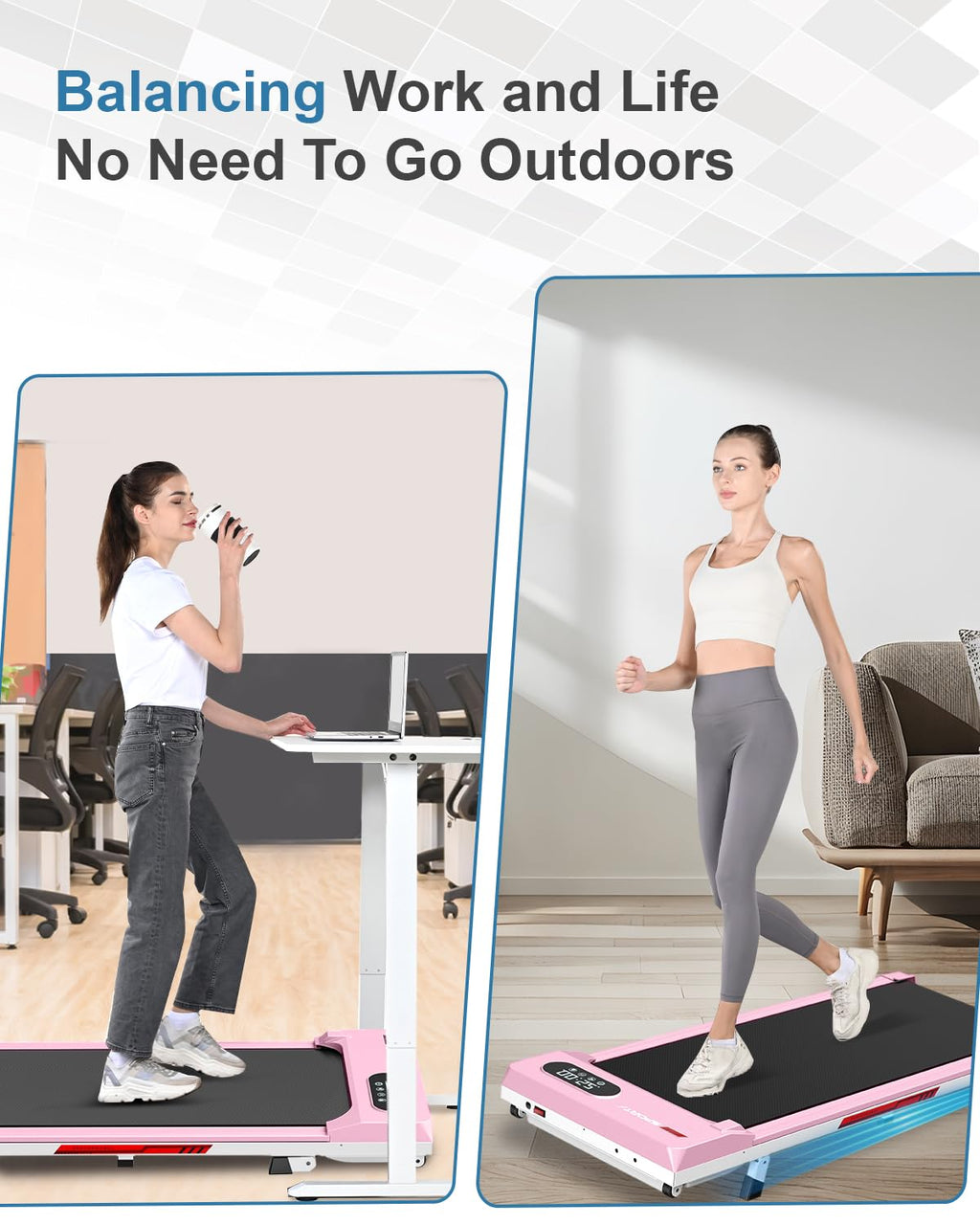 Gywowken Walking Pad With 5% Incline, Under Desk Portable Treadmill For Home Office 4 In 1, Ultra Quiet