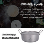 Boundless Voyage Outdoor Camping Titanium Pot 2L Stockpot With Lid Folding Handle Hiking Picnic Portable Big Capacity Soup Pot H