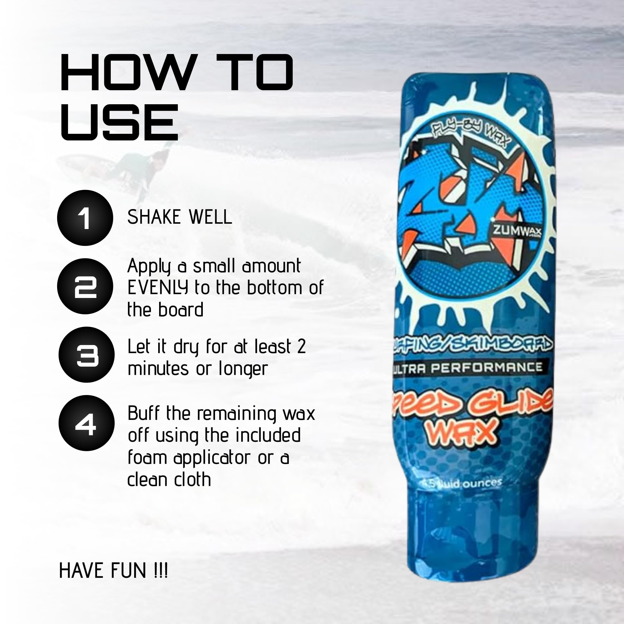 Zumwax Surfing And Skimboard Ultra Performance Speed Wax - Nano Technology High Fluoro Rub On Paste - All Temperature!!! The Fas
