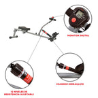 Sunny Health & Fitness Sf-Rw1205 Rowing Machine Rower With 12 Level Adjustable Resistance, Digital Monitor And 220 Lb Max Weight