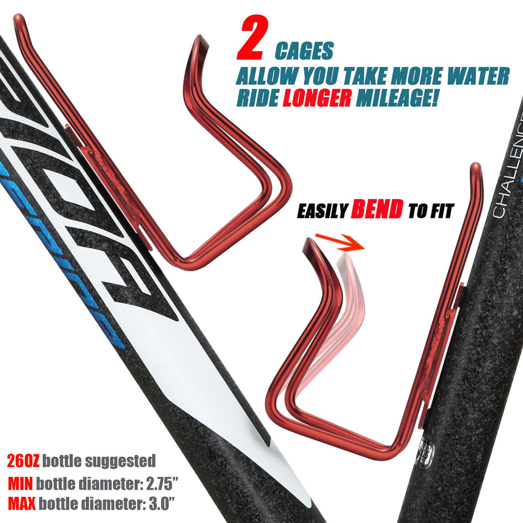 Ushake Water Bottle Cages For Mtb Bikes - Lightweight Aluminum Alloy Holder Brackets - Easy To Install With Drilled Holes - 2 Pa