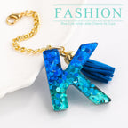 Letter Charm Accessories for Stanley Cup 1 PCS Cute Initial Keychain Handle Charm for Stanley Tumbler for Women Blue Letter K