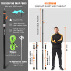 Tent Poles For Tarp, Camuland Telescoping Camping Gear Accessories Stakes For Hammock Rain Fly Sun Shade Adjustable Lightweight
