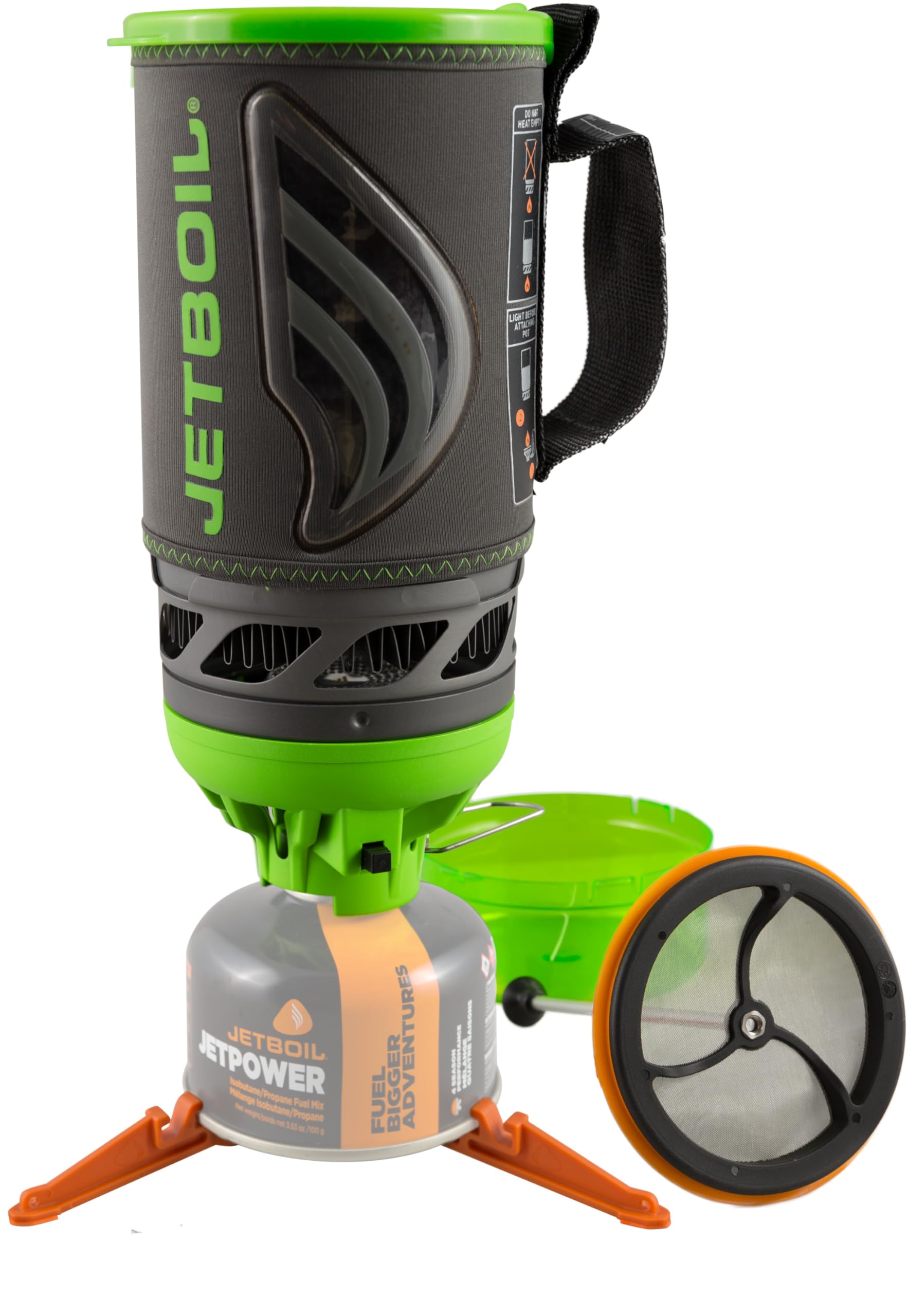 Jetboil Flash Java Kit Camping and Backpacking Stove Cooking System with Silicone French Press Coffee Maker, Carbon
