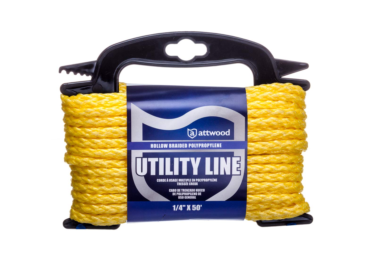 Attwood 11720-2 Hollow Braided Polypropylene Utility Line, 1/4-Inch Thickness, 50 Feet Length, Yellow