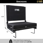 Brawntide Wide Stadium Seat Chair - Extra Thick Padding, 2 Bleacher Hooks, Compact, Light, Shoulder Strap, Carrying Handle, 3 St