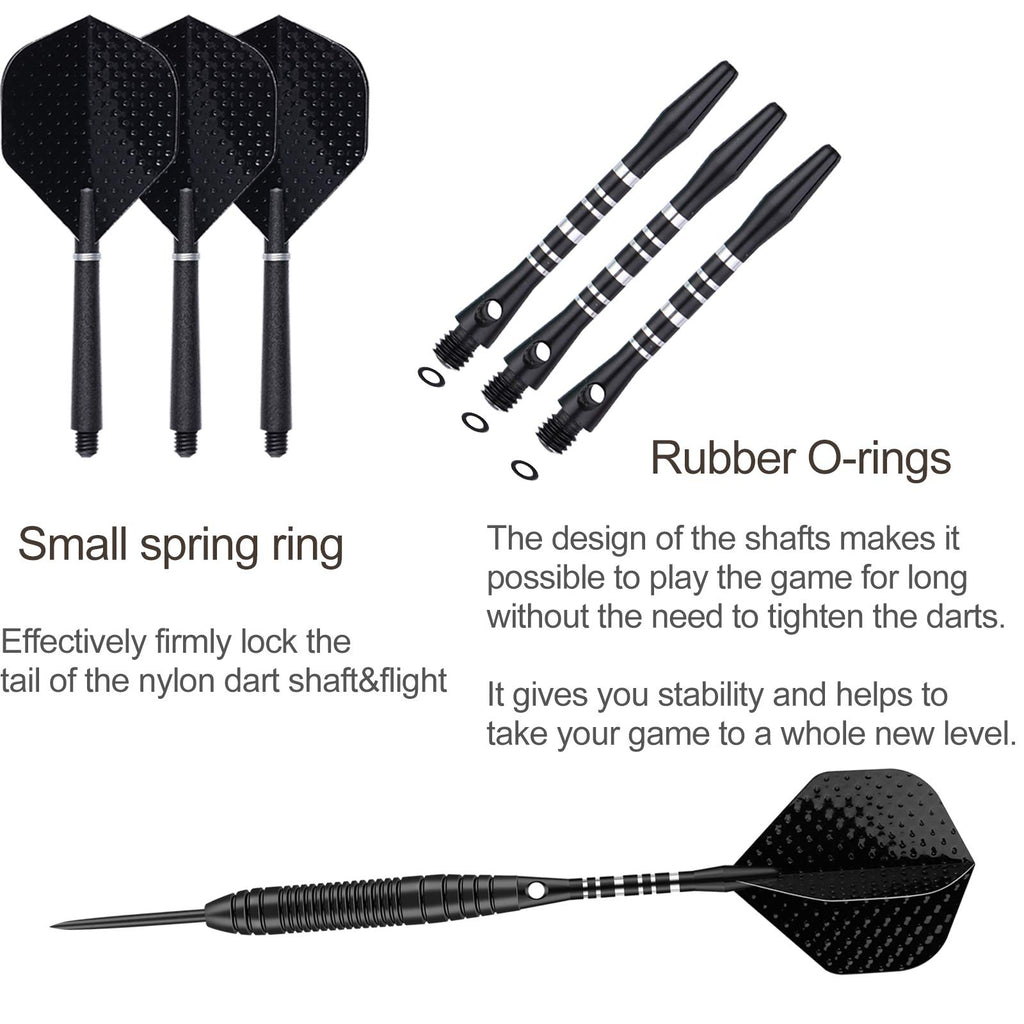 Sanfeng Steel Tip Darts Set For Dartboard, Professional Darts With Metal Tip 22 Grams Black Aluminium Nylon Shafts 9 Flights 50