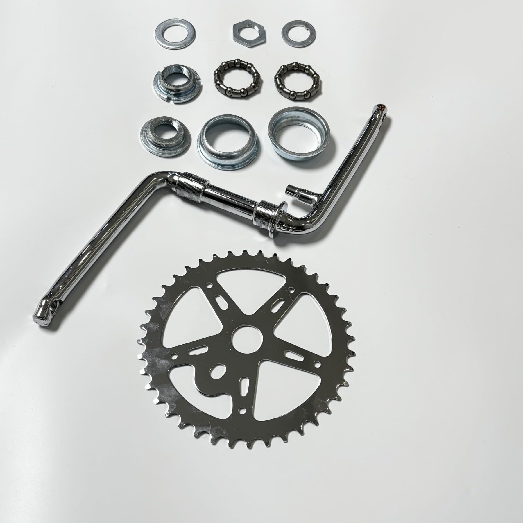XYAUTO 2    Cup Bicycle One-Piece Crank Set, Bike Bottom Pedal Crank Kit 40T Sprocket 152mm Crank Arm for Road Bicycle (Chromed)