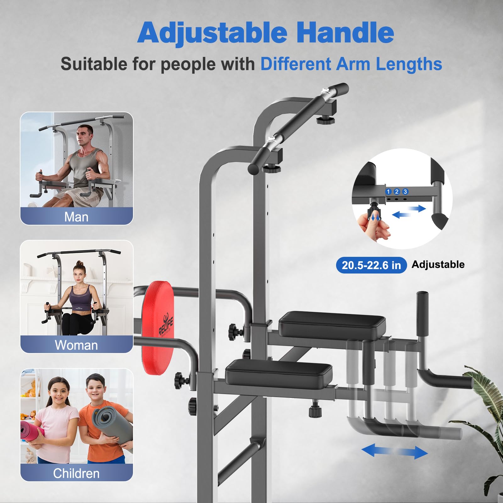 Relife Rebuild Your Life Power Tower Pull Up Bar Station Workout Dip Station For Home Gym Strength Training Fitness Equipment 45