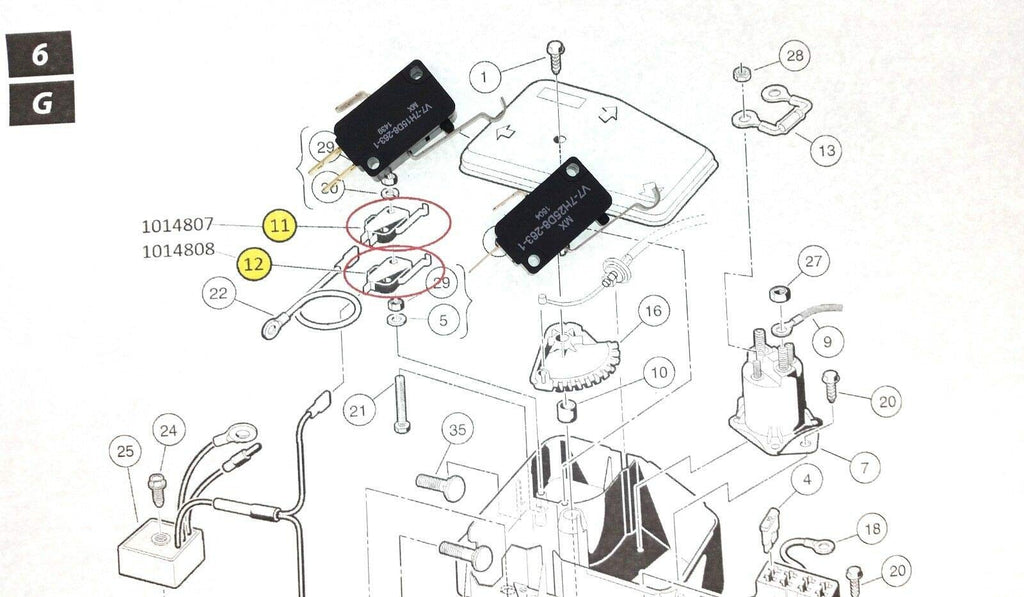 Golf Micro Switch Kit For Club Car 1999-Current Ds Gas 101979101 1014808 1014807