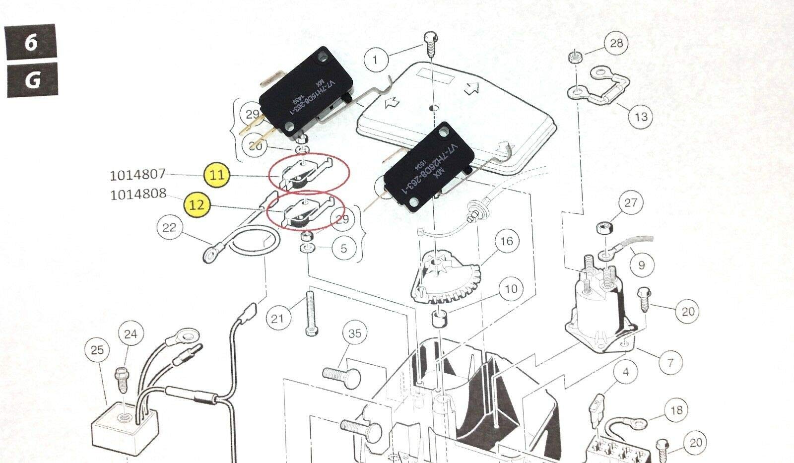 Golf Micro Switch Kit For Club Car 1999-Current Ds Gas 101979101 1014808 1014807