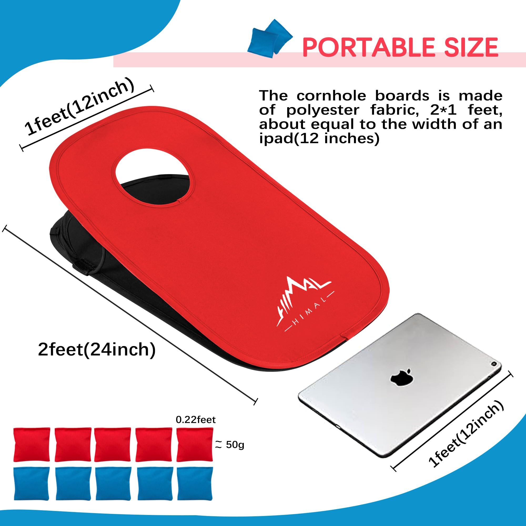 Himal Collapsible Portable Cornhole Game Boards 10 Cornhole Bean Bags Cornhole Set Tic Tac Toe Game 2 Games On 1 Board (2 X 1-Fe