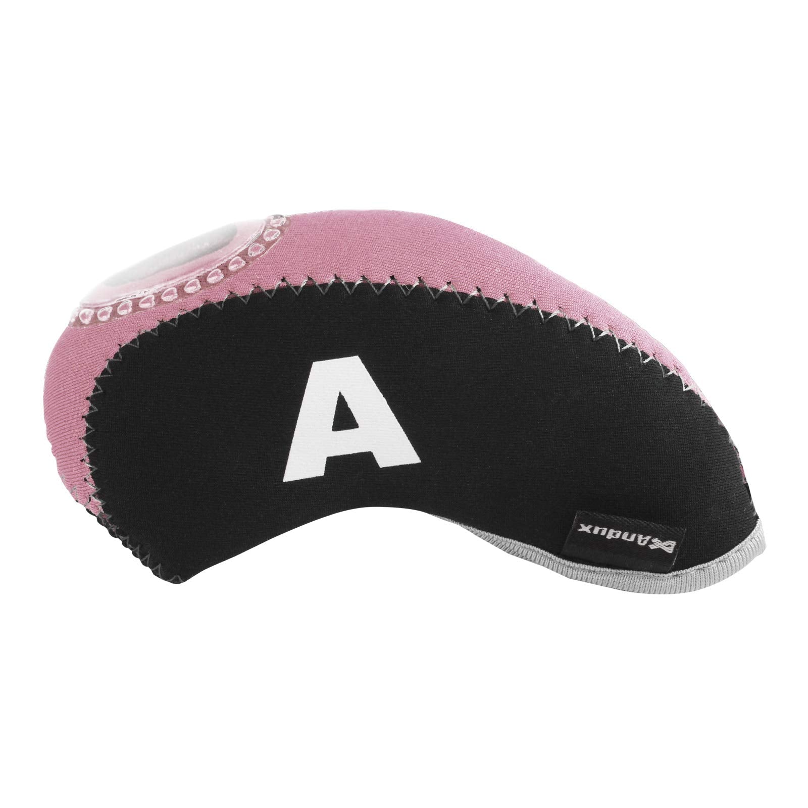 Andux Number Print Golf Iron Club Head Covers With Transparent Window 10Pcs/Set Black/Pink