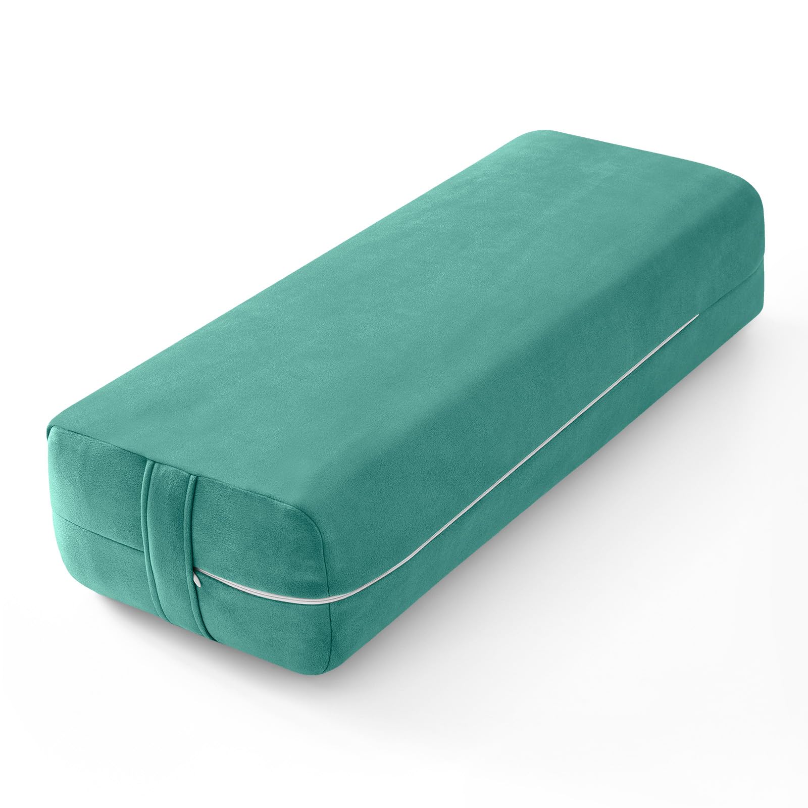 Wellsin Yoga Bolster Pillow for Restorative - Yoga Meditation Pillow with Washable Suede Cover, 27X10 X5.5, Green