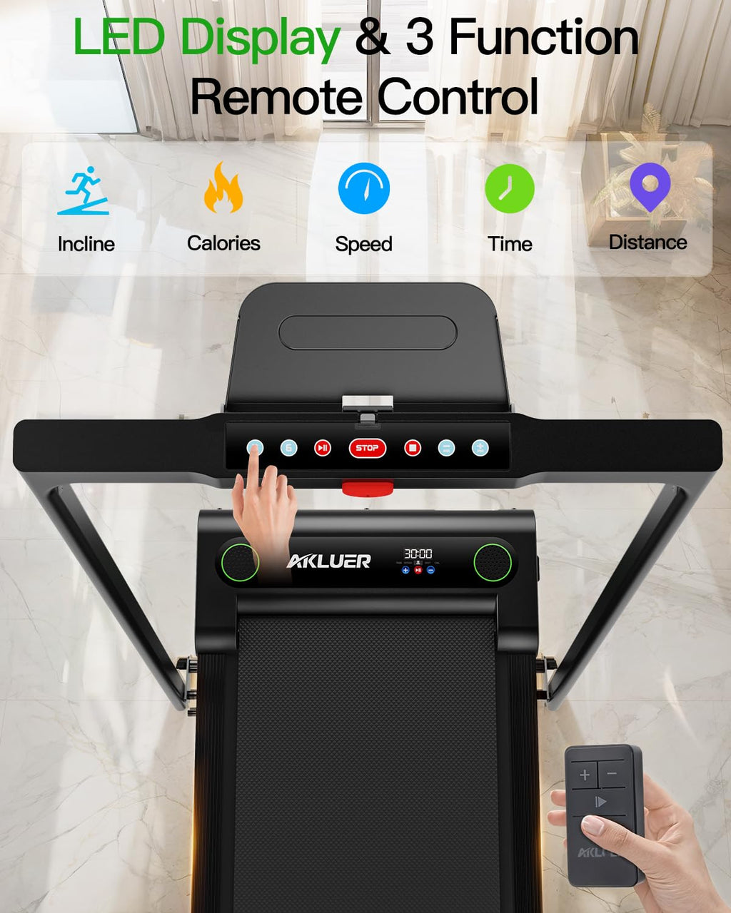 Akluer Walking Pad Treadmill, 330Lbs Capacity, Compact Walking Pad, 2.5Hp Desk Treadmills, 45Db Silent Operation, Foldable Tread
