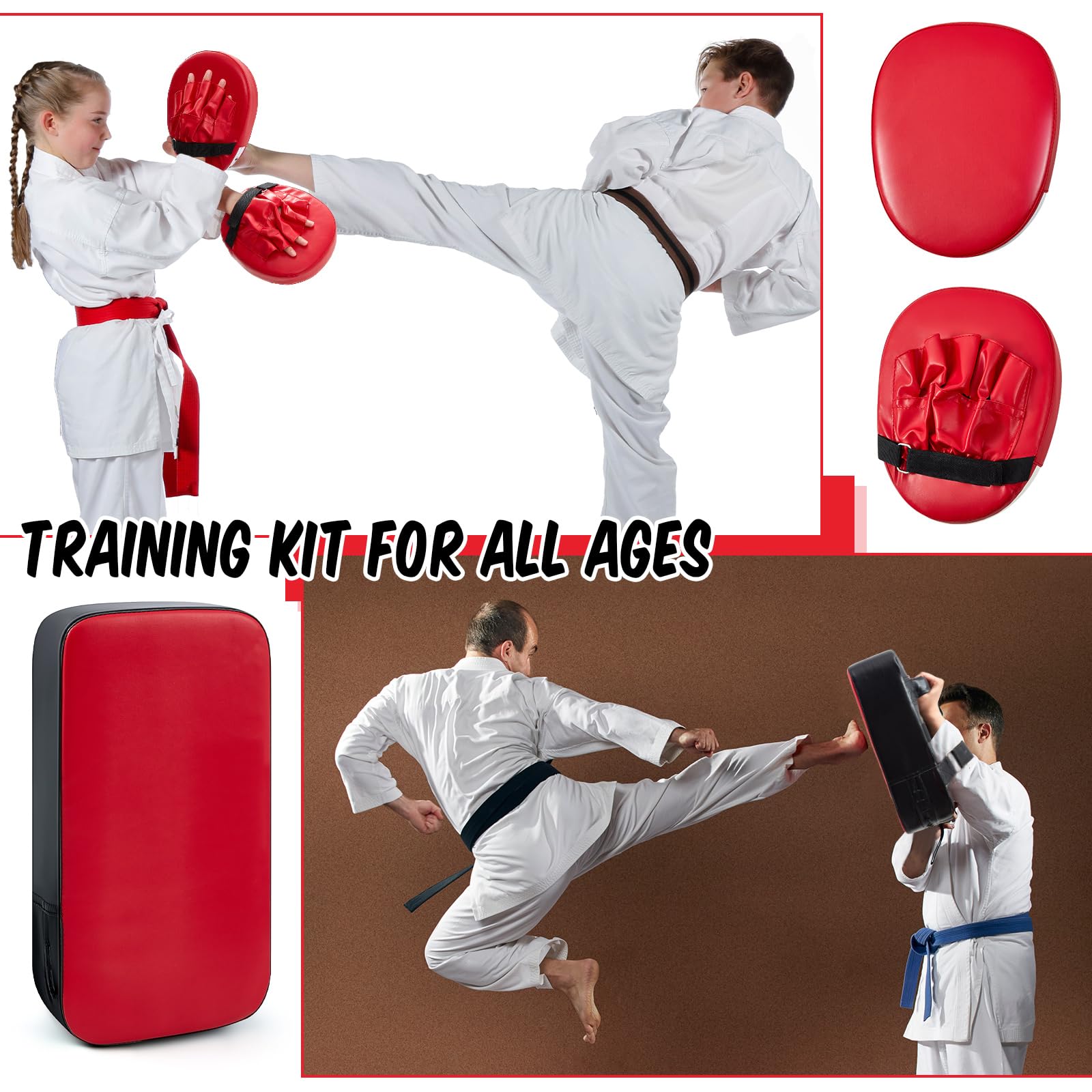 Poen 7 In 1 Taekwondo Kick Pad Boxing Training Equipment Punching Mitts Martial Arts Training Equipment Wrist Band Adjustable So