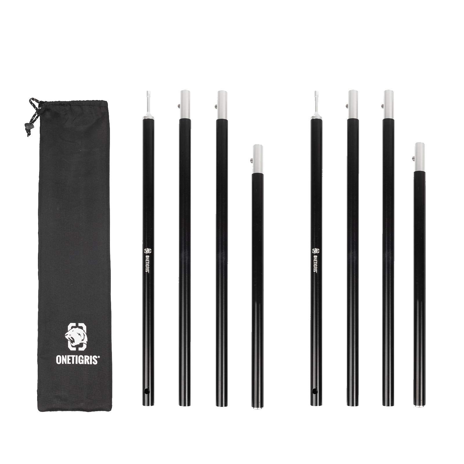Onetigris Lightweight Tent Poles, 2Pc/Set, 7075 Aluminum Alloy, Adjustable & Extendable