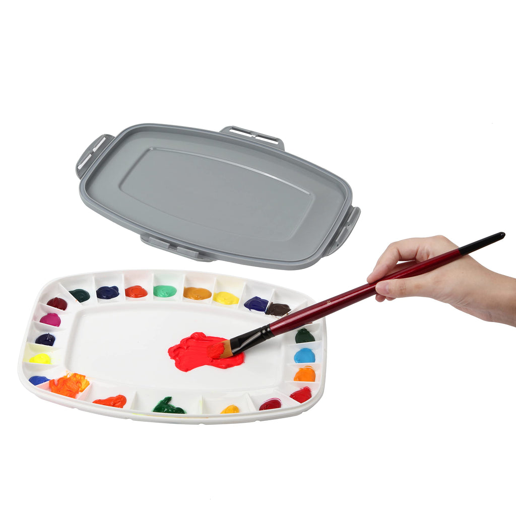Falling In Art Paint Palette With Lid, Airtight Leak-Proof Watercolor Palette With A Cleaning Sponge, 23 Paint Wells Acrylic Pal