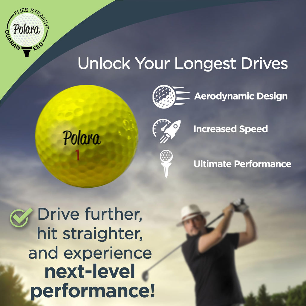 Polara Golf Xd Yellow Extra Distance Balls, Reduces Hooks And Slices, Pack Of 12
