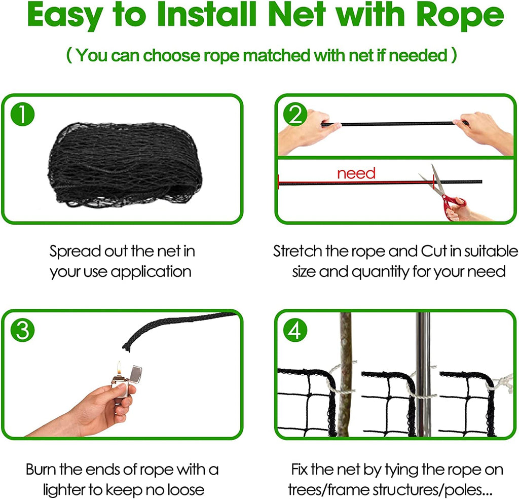 Wiseek 10'X30' Baseball Softball Backstop Nets, Heavy Duty Baseball Netting Ball Stop Netting #18 Nylon Sport Netting Barrier