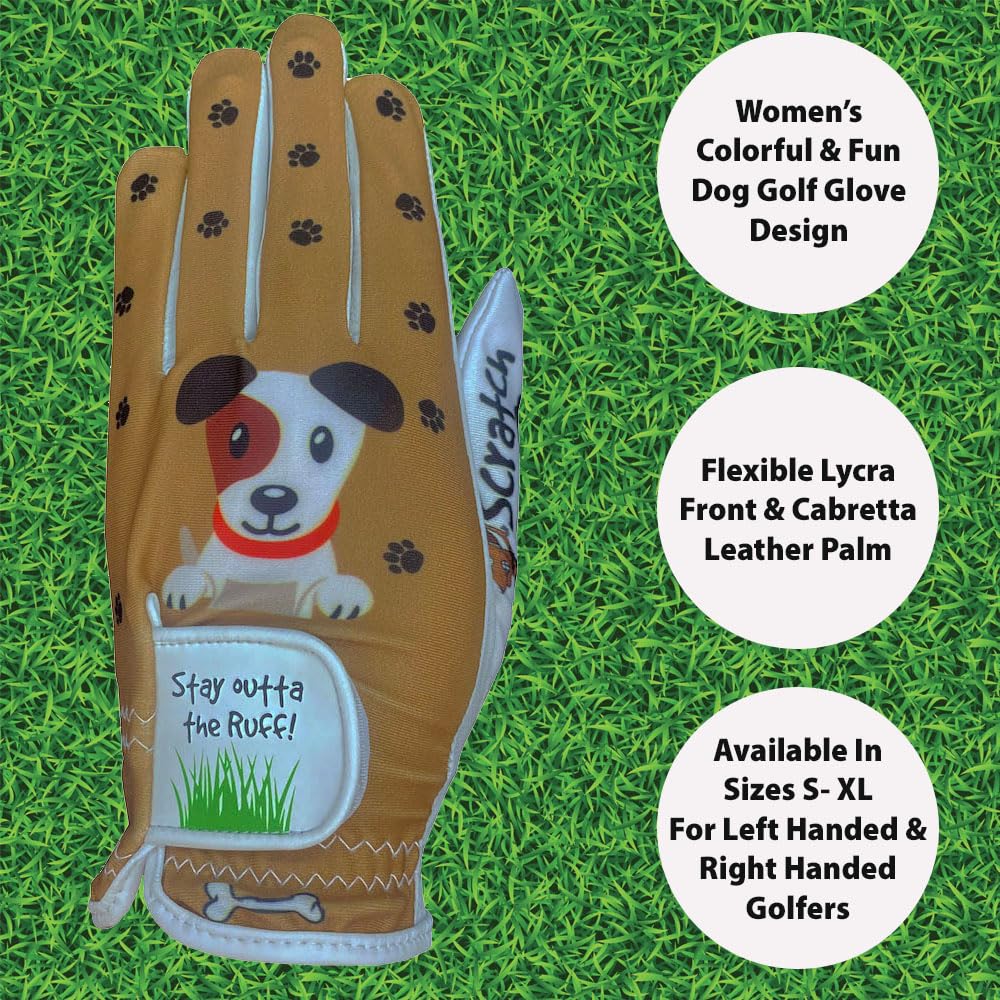 Giggle Golf Women'S Golf Glove (X-Large, Worn On Right Hand, Dog)