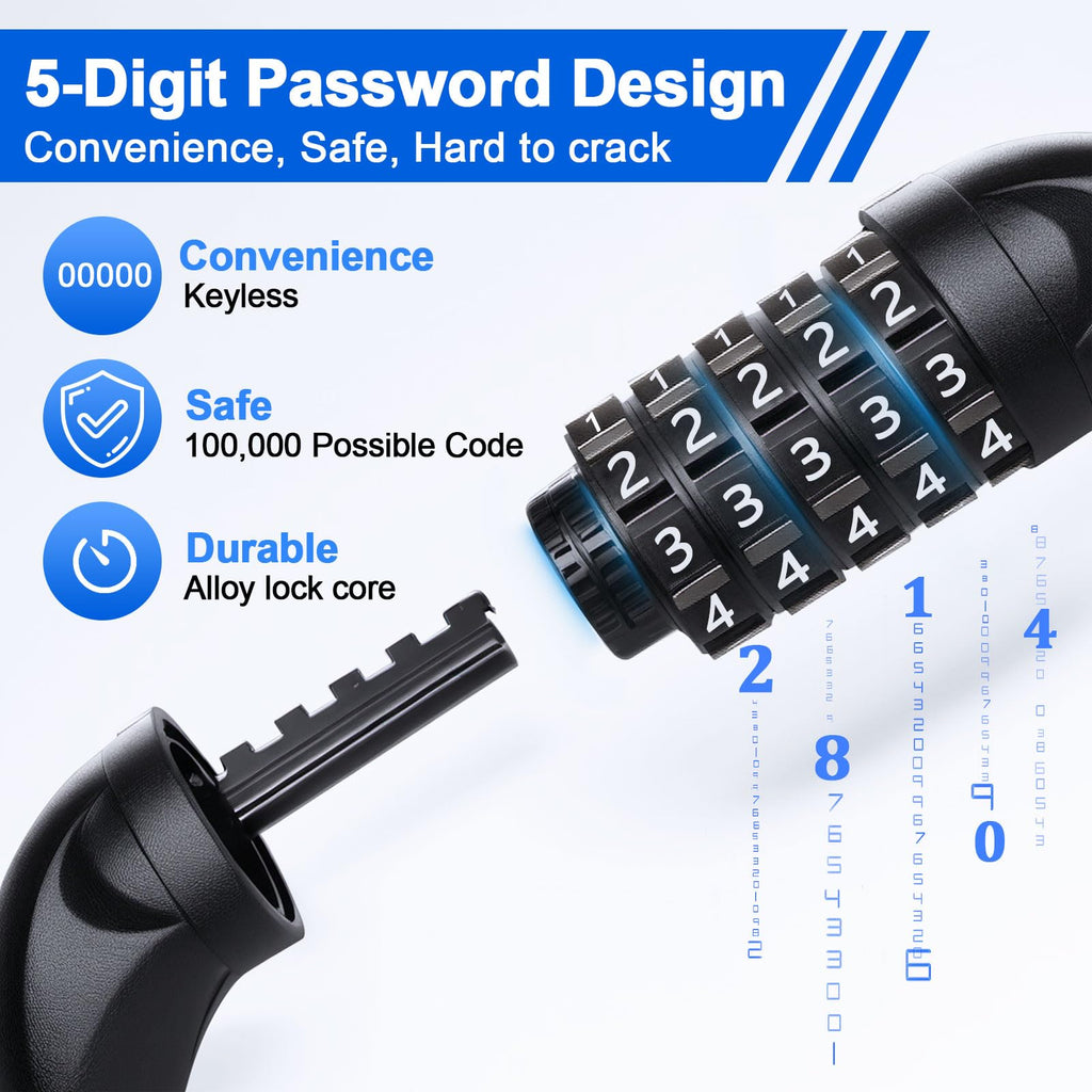 Ndakter Bike Chain Lock, 5-Digit Combination Anti-Theft Bicycle Lock, 427 Feet Long Security Resettable Bike Lock Heavy Duty For