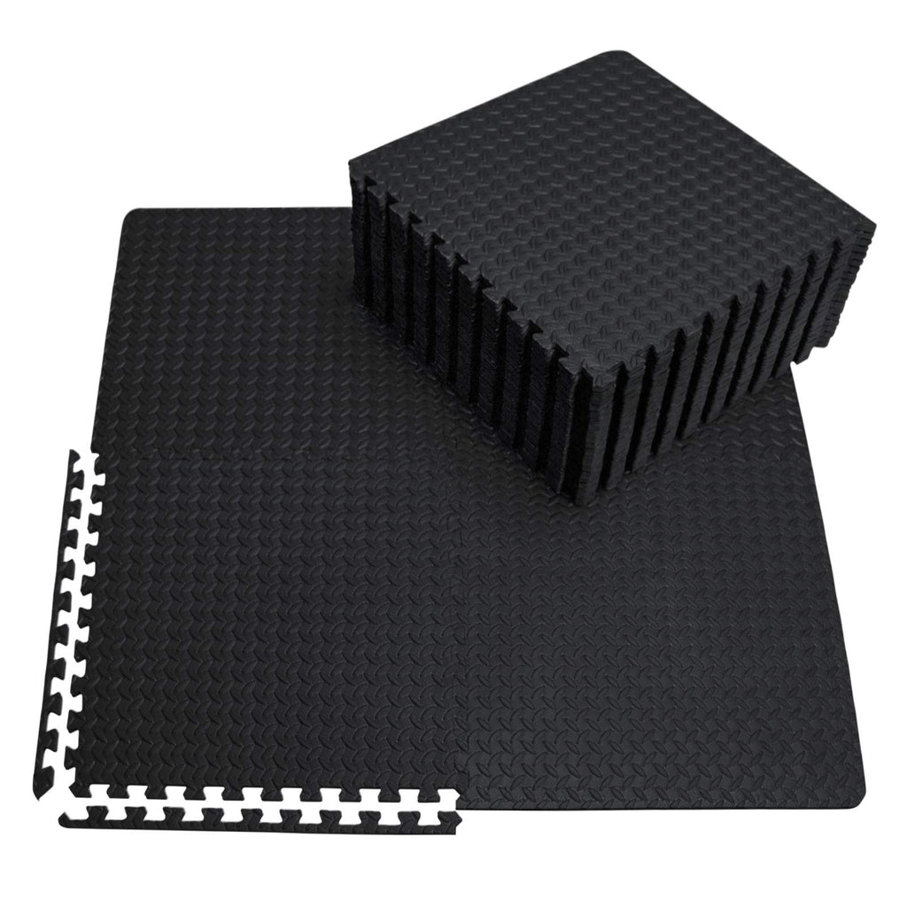 Innhom Gym Flooring Gym Mats Exercise Mat For Floor Workout Mat Foam Floor Tiles For Home Gym Equipment Garage, 24 Pieces Black