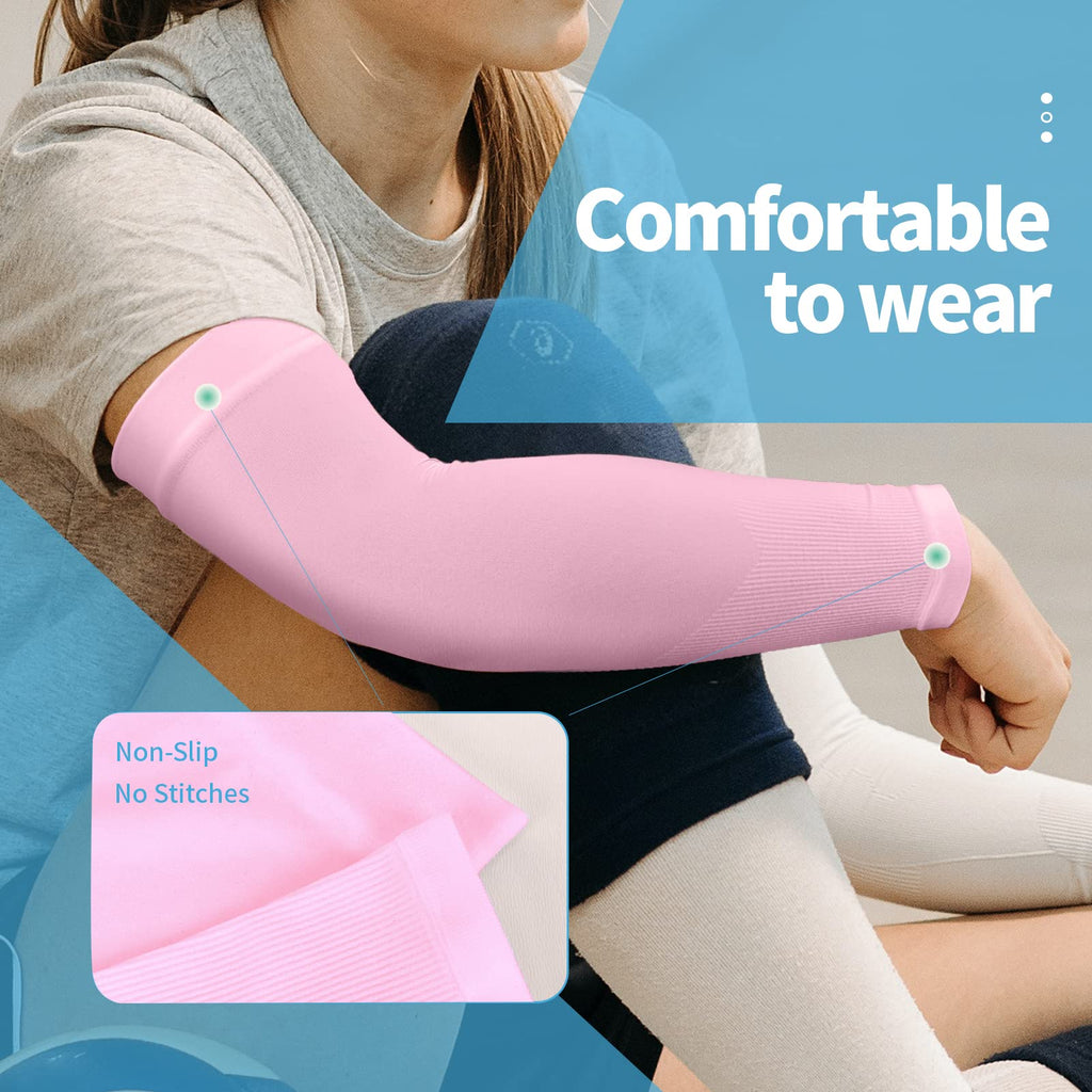 Yeslife Pink Upf 50 Cooling Sports Arm Sleeve For Women, Men & Kid, Uv Sun Protection Arm Sleeves For Men & Women - Tattoo Cover