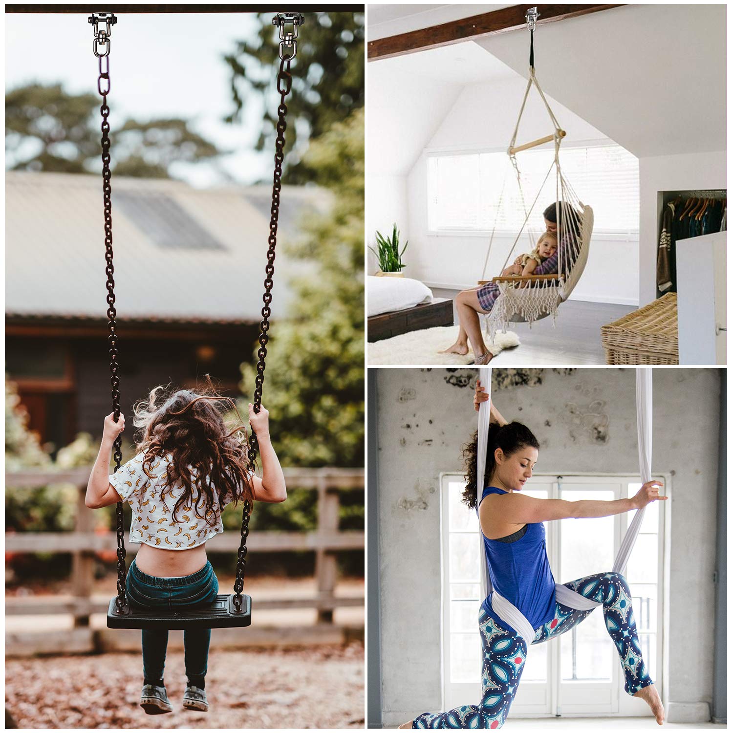 Aisto Heavy Duty Swing Hangers For Wooden Sets 2000 Lb Capacity Hammock Hanger 360 Swivel Stainless Steel Swing Hardware Accesso