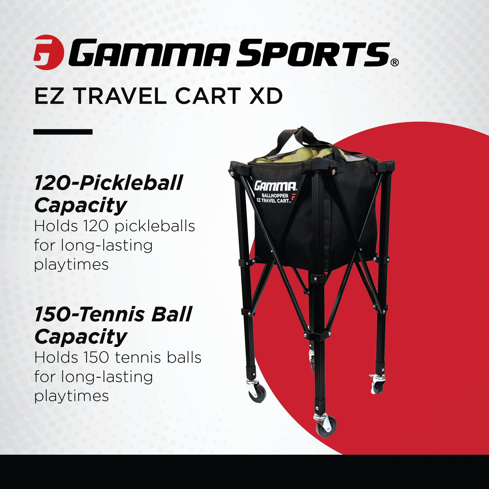 Gamma Sports Ez Travel Cart Pro Ball Hopper 150