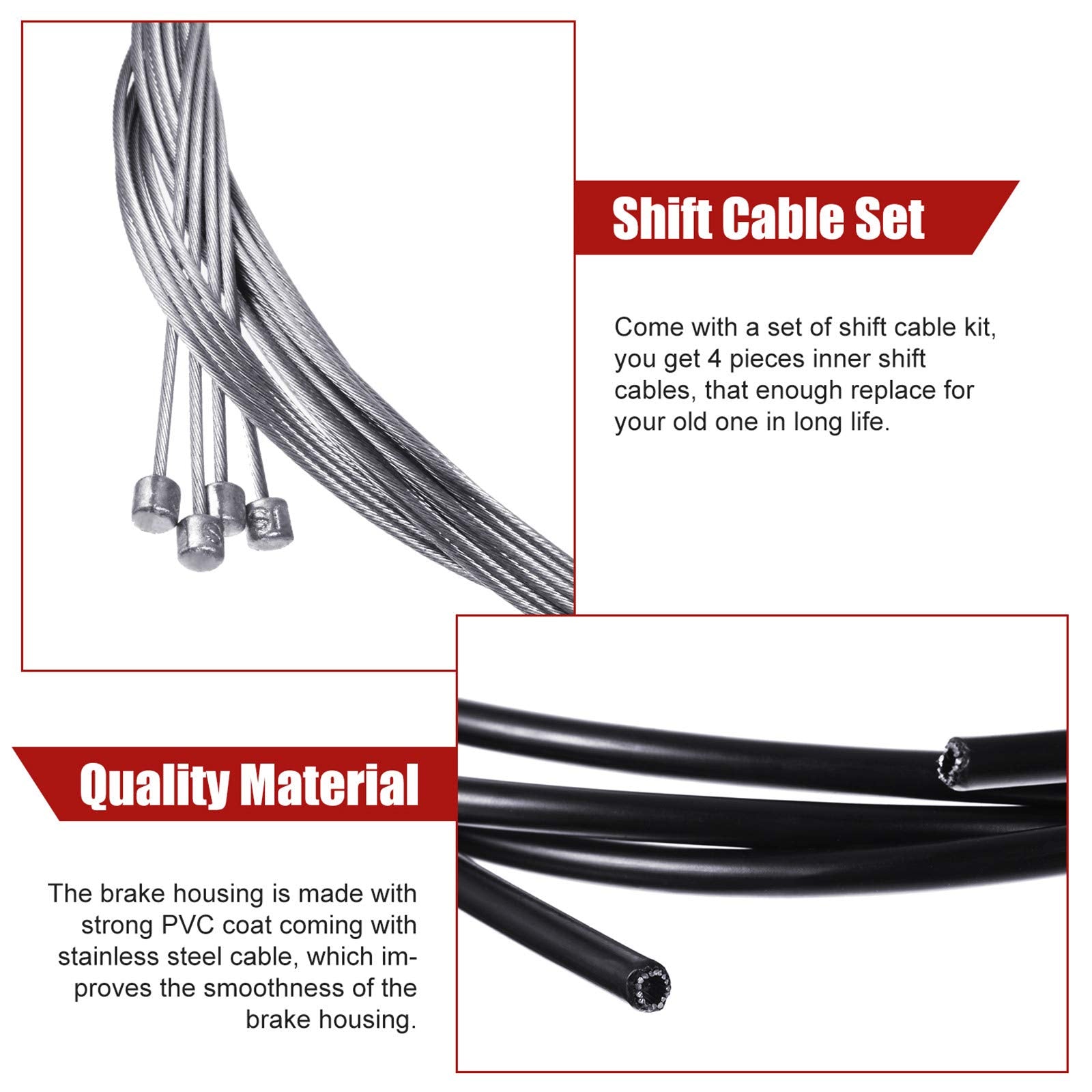 4 Pack Bike Brake Gear Shifter Cable Kit, Universal Bicycle Change Cable Bike Shift Cable And Transmission Cable, Bicycle Cyclin