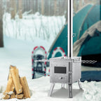 Vevor Camping Wood Stove Stainless Steel Camping Tent Stove, Portable Wood Burning Stove With Chimney Pipes & Gloves, 1646Infire