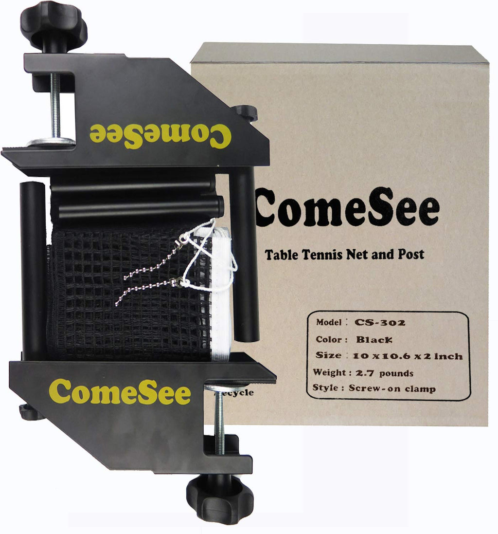 Comesee Professional Table Tennis Ping Pong Net Post Set Strength Screw Clamp With Net Clip Insert, 1.65 Inch Width Grip Holder,