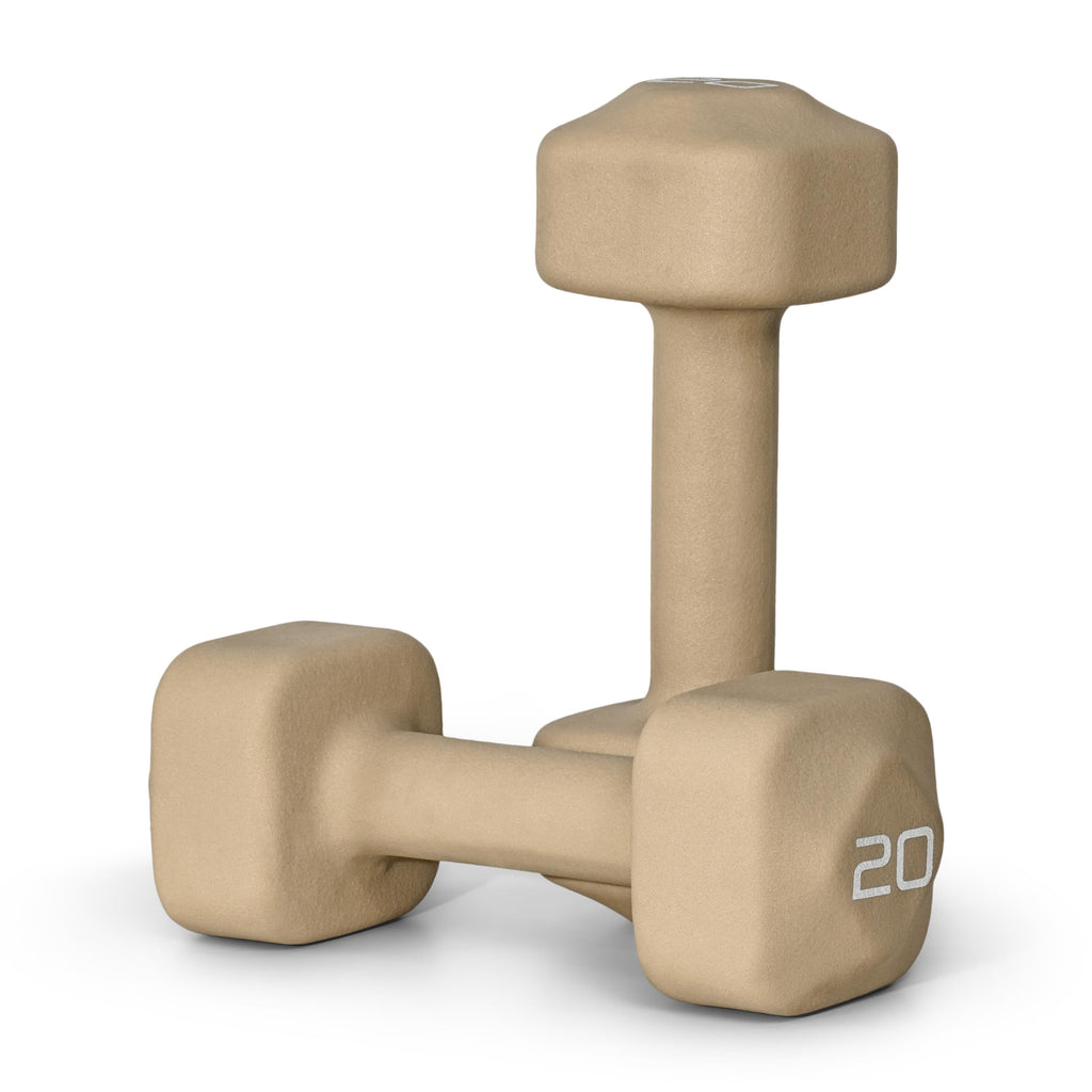 Tone Fitness 20 lb Neoprene Dumbbell Pair for Home Workouts - Non-Slip Design - Beige