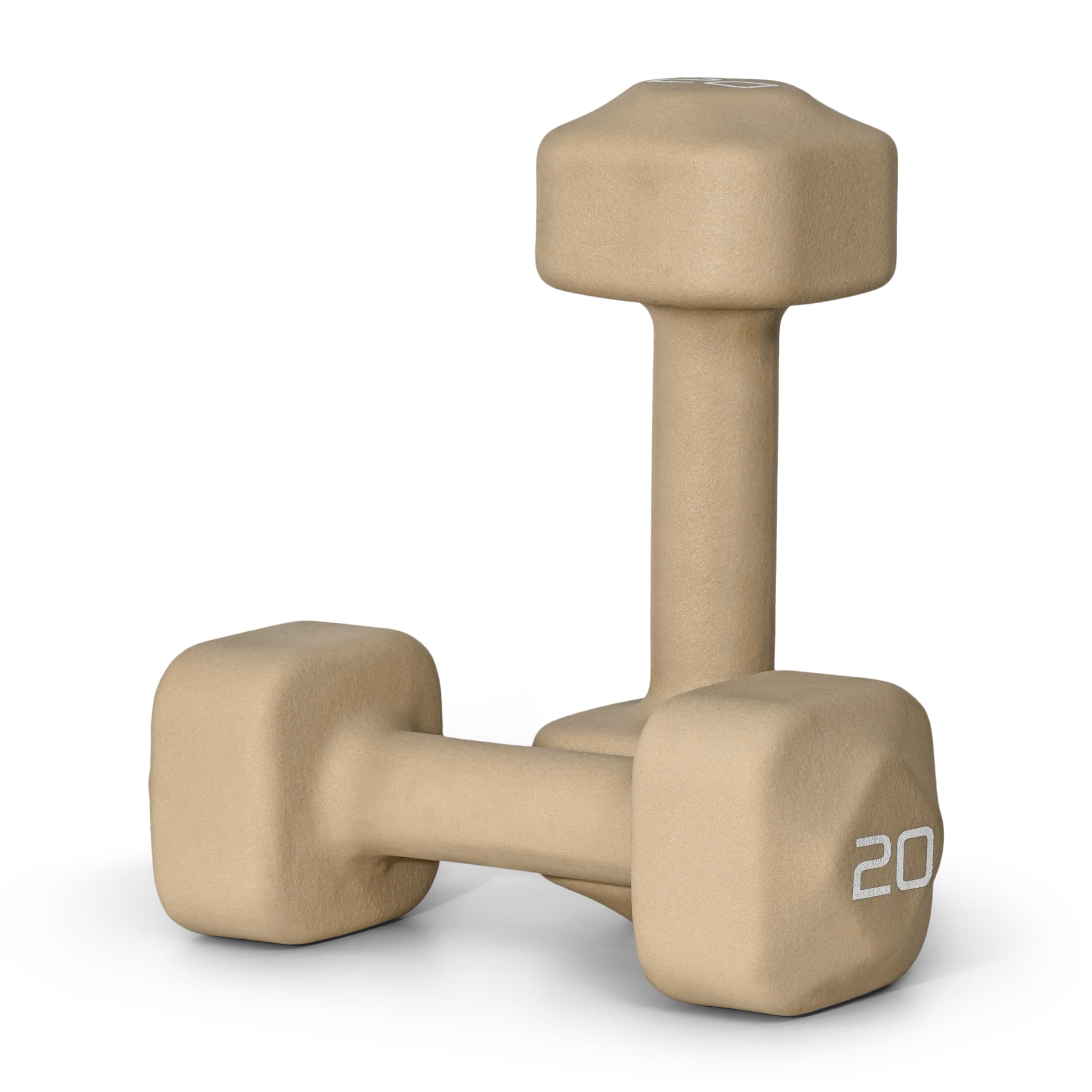 Tone Fitness 20 lb Neoprene Dumbbell Pair for Home Workouts - Non-Slip Design - Beige