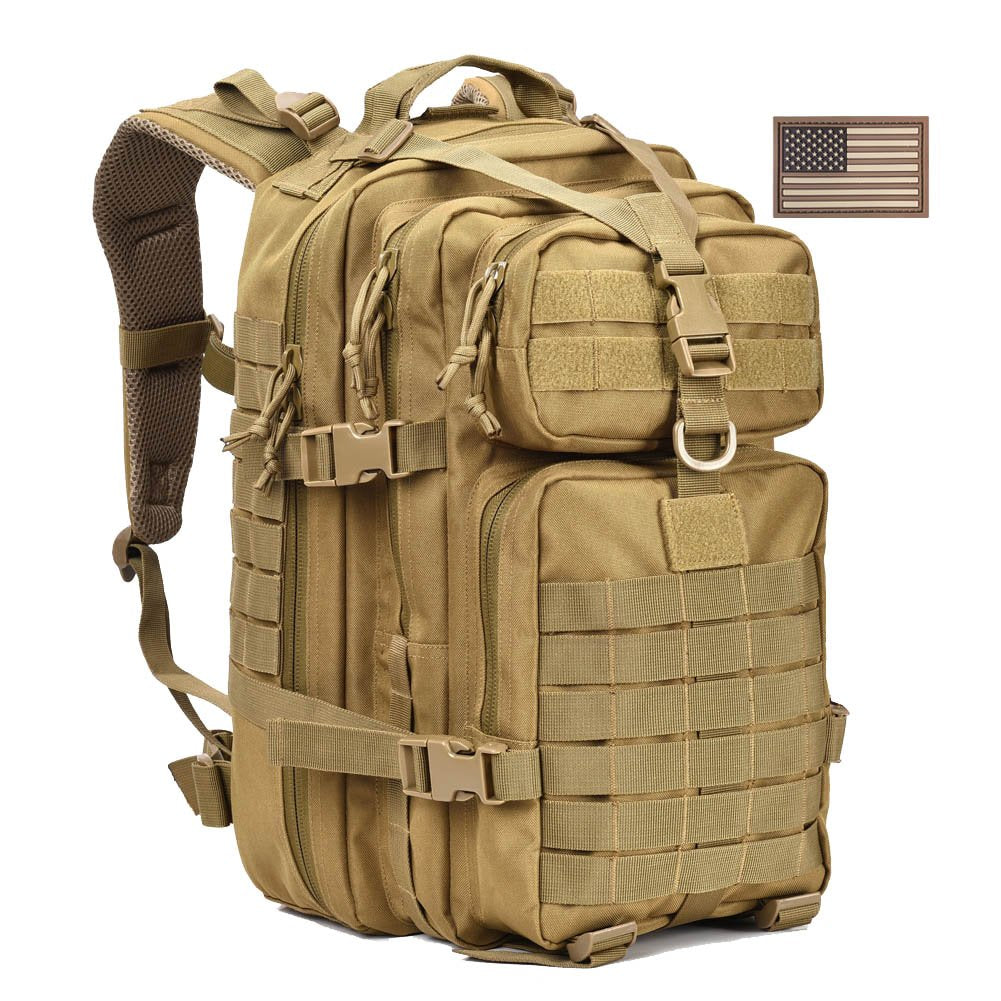 REEBOW GEAR Tactical Backpack for Men Army Molle Military Style Assault Pack Bug Bag Backpacks Daypack (34L Tan)