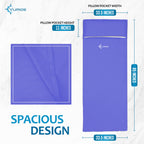 Vumos Sleeping Bag Liner And Camping Sheet - Silk Like Material For Travel - Has Full Length Zipper - Blue