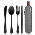 Travel Utensils With Case, Quatish Portable Silverware Set For Work, Stainless Steel Reusable Travel Cutlery Set, Fork And Spoon