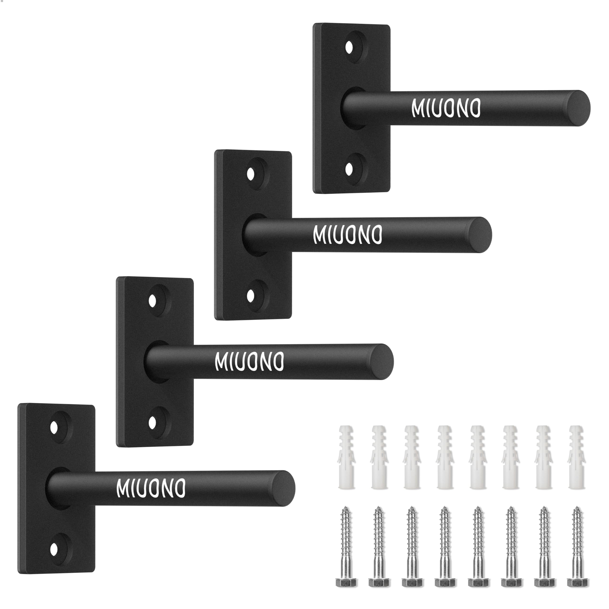 MIUONO Weight Plate Rack, Wall Mount Weight Plate Holder for 1 Plates, 4 Pack Weight Storage Racks Home Gym Organizer