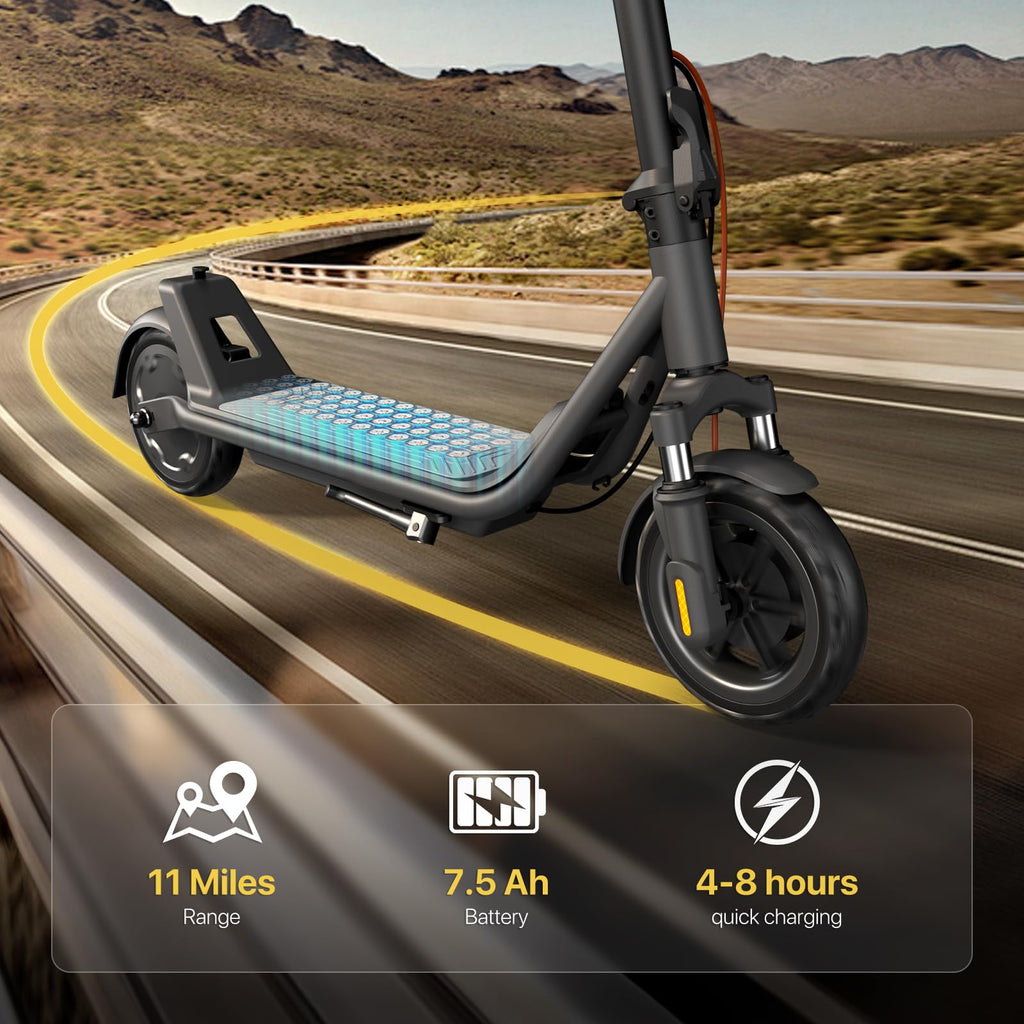 MEGAWHEELS Electric Scooter,Electric Scooter Adults with Front Suspension,8.5in Solid Tires,300W Motor,15.5mph E Scooter with Sm