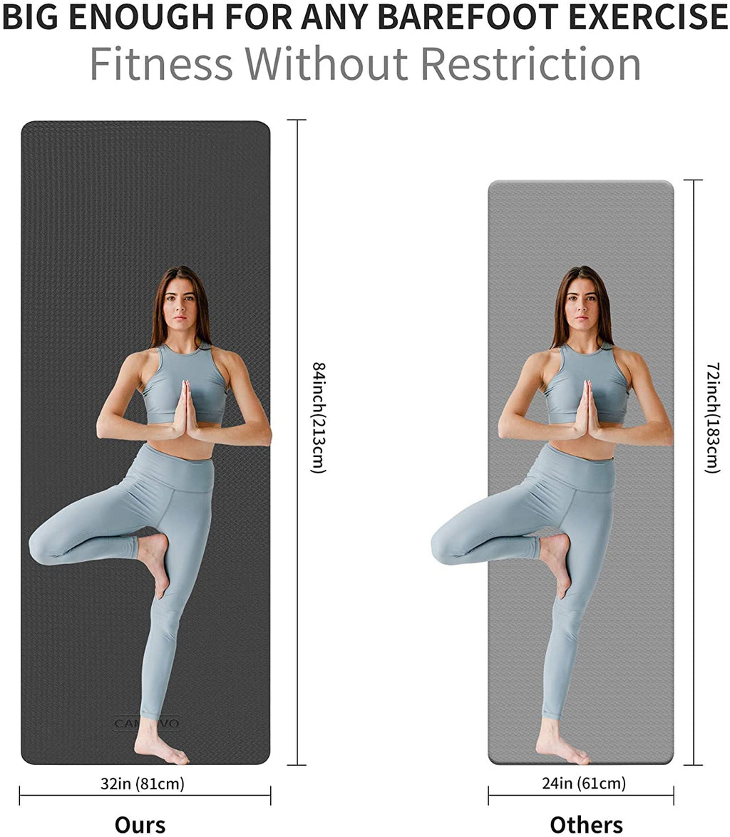 Cambivo Yoga Mat For Men And Women, Extra Long And Wide (84'' X 32'' X 1/4 Inch) Tpe Workout Mat, Large Exercise Fitness Mat For